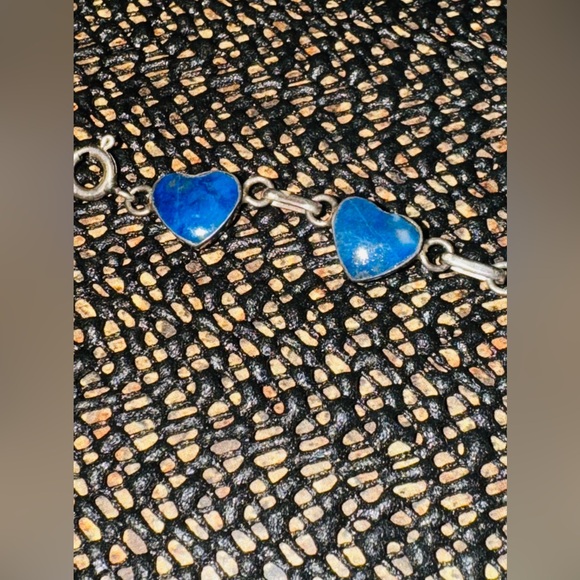 Vintage Lapis Lazuli .950 sterling silver bracelet with .925 clasp 6grams - Picture 6 of 11